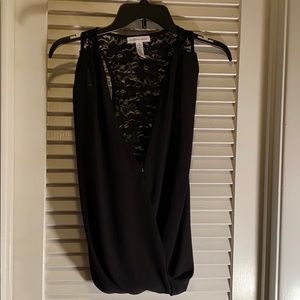 Elegant black laced short sleeve shirt